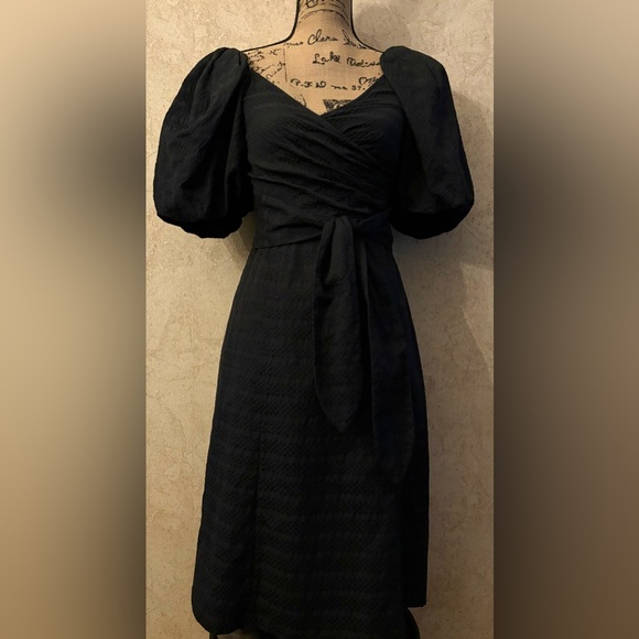 & Other Stories Black Puff Sleeve Midi Dress - Picture 3 of 10